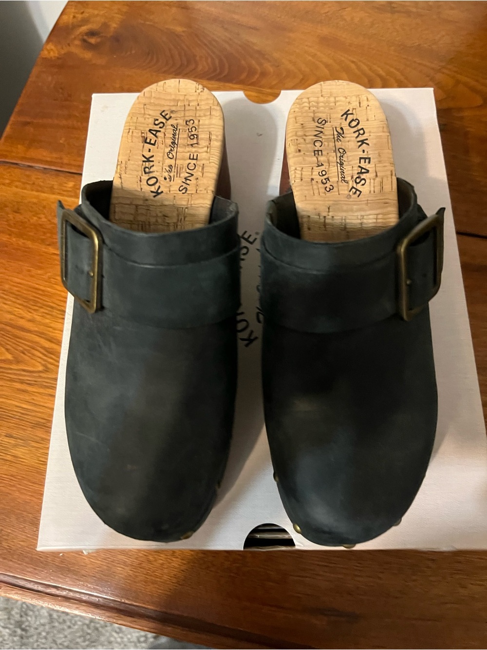 Kork-Ease Black Leather Studded Clog Mule with Buckle Detail - Picture 4 of 10